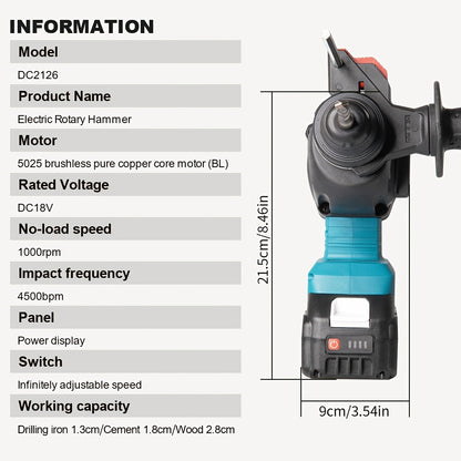 Accu Klopboor – Accuboor – Klopboor – Boormachine – 18V – Borstelloze Motor – 3.0Ah Accu