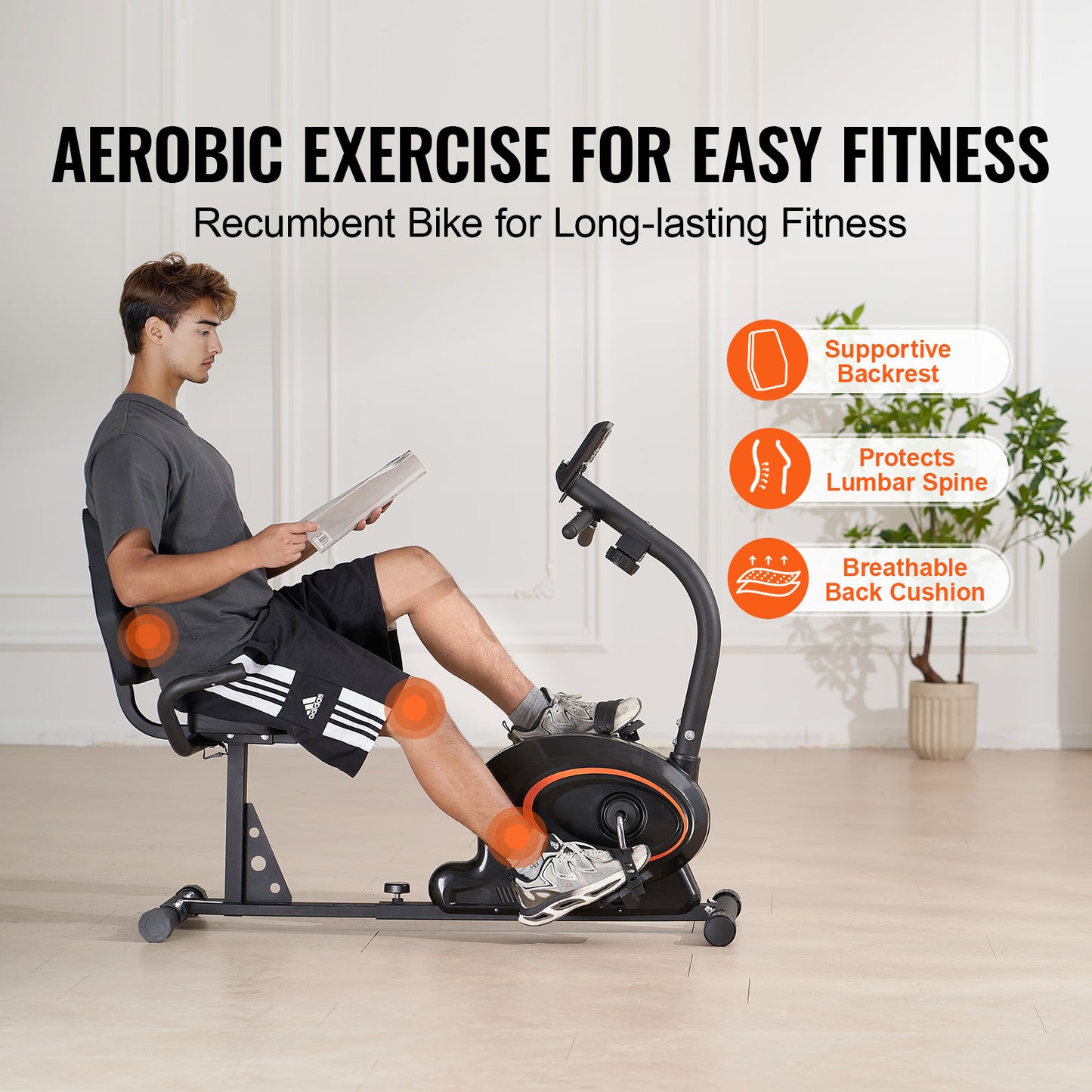 Ligfiets – Hometrainer – Recumbent Fitnessfiets – Seniorentrainer – Magnetische Weerstand – Ergonomisch Ligzitje – Verstelbare Weerstand – Stevig Frame