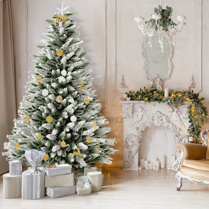 Kunstkerstboom – Kunstkerstboom Met Verlichting – Kunstboom – Kerstboom – Kerstdecoratie – 225 cm Hoog – Sneeuweffect Met Warm Witte LED’s – PE en PVC Takken