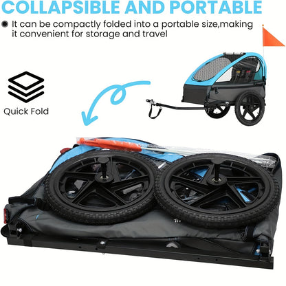 Fietskar – Fietsaanhanger – Kinderwagen – Buggy – Wandelwagen – Twee-Zits – Opblaasbare Wielen – Opvouwbaar – Max 40 Kg