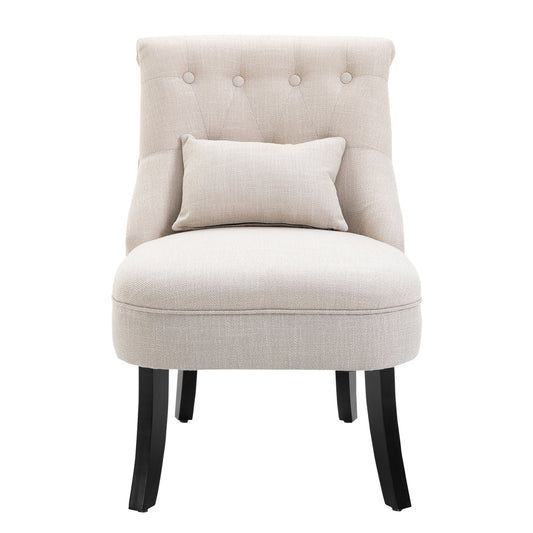 Fauteuil – Loungechair – Relaxstoel – Schommelstoel – Zetel – Crèmewitte Beklede Fauteuil – Massief Rubberhout – Afneembaar Wasbaar Rugkussen