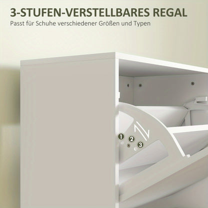 Schoenenkast – Schoenenrek – Schoenenopberger – Hal Organizer – Smalle Schoenenkast – Wit – Verstelbare Vakverdeling – Geschikt Voor 12 Paar Schoenen – 47x26x120 cm
