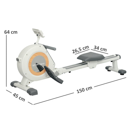 Roeitrainer – Roeimachine – Fitnessapparaat – Indoor Rower – Home Gym – 16 Verstelbare Weerstandsniveaus – LCD Display Met Telefoonhouder – Max. 150 Kg Draagkracht – Compact Design – Wit