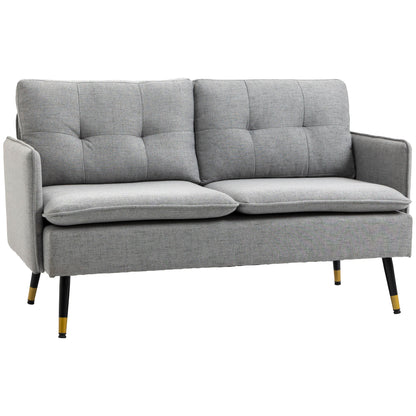 2-Zits Bank – Tweezitter – Bankje – Sofa – Loveseat – Scandinavisch Design – Grijs Linnenlook Stof – Compact 139 x 68 x 80 cm