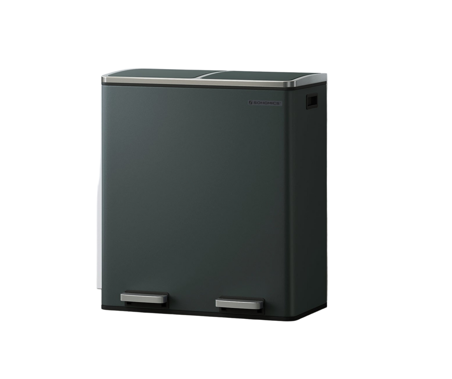 Prullenbak – Afvalemmer – Pedaalemmer – Afvalscheidingsbak – Vuilnisbak – 2 x 30 Liter – Met Metalen Pedaal en Soft Close Deksel – Handige Binnenemmers - 58.6 x 32 x 65 cm - Groenachtig Grijs