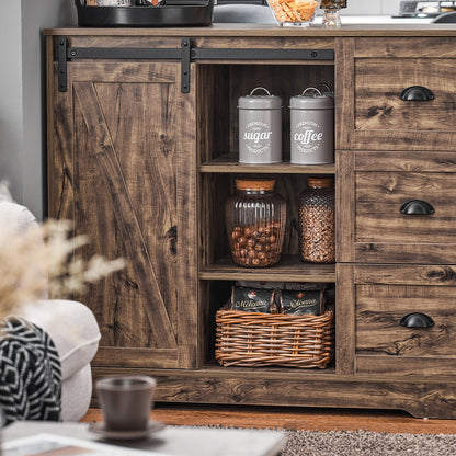 Keukenkast – Opbergkast – Buffetkast – Keukenonderkast – Dressoir – Industrieel Design – 110x50x90 cm – Met Flessenhouder