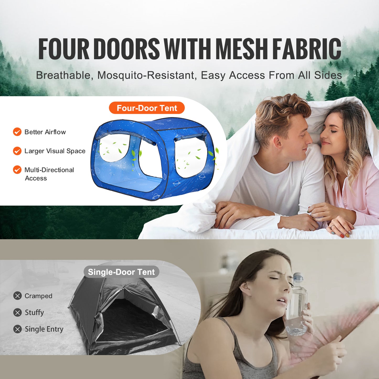 Bedtent – Bedkooi – Slaap Tent – Privacy Tent – Lichtdichte Tent – 200x105x120 cm – Ademend Met Dubbel Gaas