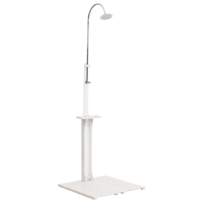 Buitendouche – Tuindouche – Zwembad Douche – Campingdouche – Houtendouche – Weerbestendig Hout – Verstelbare Waterdruk – Draaibare Douchekop – Wit
