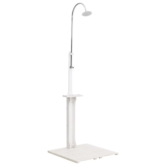 Buitendouche – Tuindouche – Zwembad Douche – Campingdouche – Houtendouche – Weerbestendig Hout – Verstelbare Waterdruk – Draaibare Douchekop – Wit