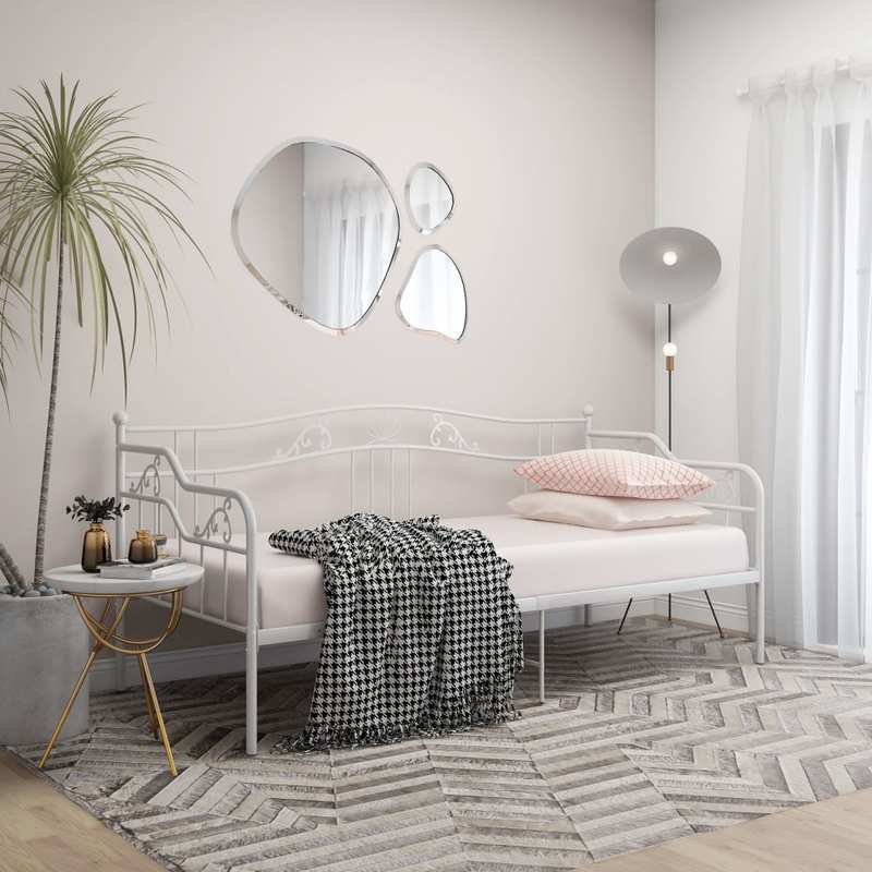 Metalen Bedframe – Bedframe – Sofa Bed – Slaapbank – Gastenkamer Bed – Wit – 90x200 cm – Inklapbaar & Duurzaam – Houten Latten Ondersteuning