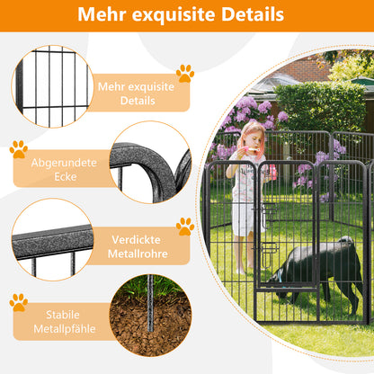 Hondenren – Hondenhok – Omheining – Speelren – Dierenren – Metalen Frame – Mesh Deur – Flexibel In Te Stellen – Zwart