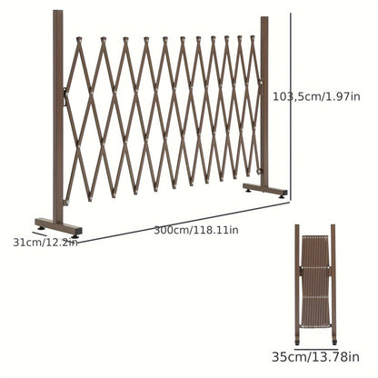 Poortafsluiting – Schaarhek – Barrière – Tuinafsluiting – Hekwerk – Aluminium – Verstelbaar 35-300 cm – Hoogte 103,5 cm – Bruin