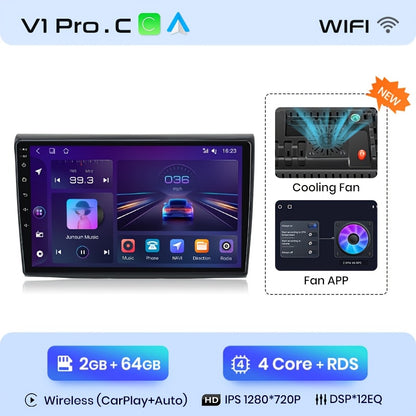 Autoradio – Multimedia Speler – Car Stereo – Android Auto – CarPlay – 9 Inch Touchscreen – Draadloos CarPlay & 2+64GB Opslag – Wifi & 4G Connectivity