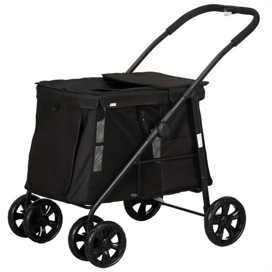 Hondenfietsaanhanger – Hondenfietskar – Hondenbuggy – Dierenkar – Fietskar – 3-in-1 Design – Stevig IJzeren Frame – Geschikt tot 10 kg – Grijze Oxford Stof – Reflectoren & Veiligheidsvlag