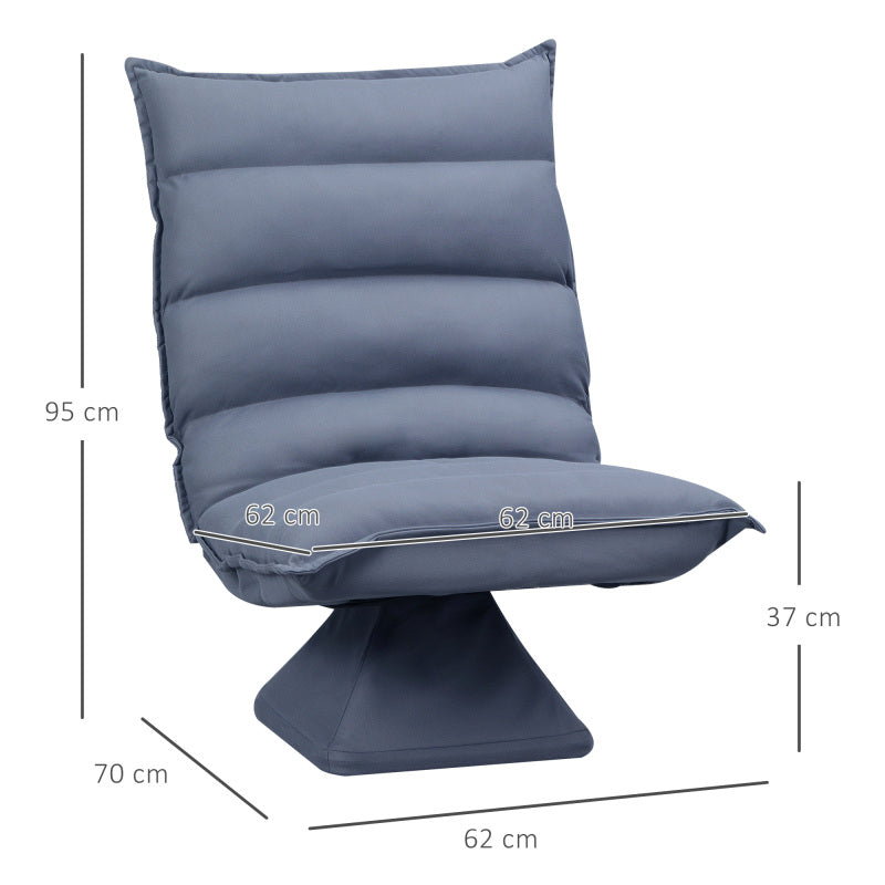 Vloerstoel – Zitzak – Fauteuil – Loungestoel – Grijs – Verstelbare Rugleuning 5-Posities – 360° Draaibare Zitting