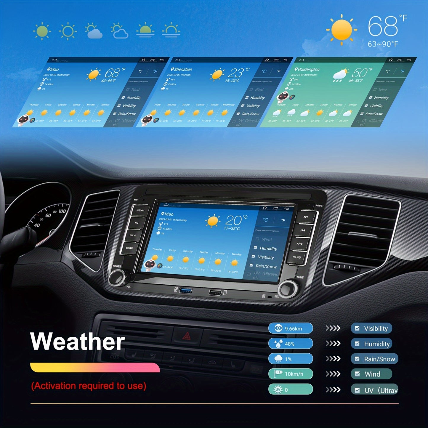 Android 13 Autoradio – Multimedia Systeem – Inbouw Radio – Auto Dashboard Speler – Car Navigation – 17,78 cm Touchscreen – Draadloze CarPlay & Android Auto