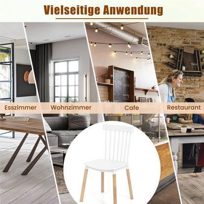 Eetkamerstoel – Keukenstoel – Stoel – Livingstoel – Bureaustoel – Wit – Massief Houten Poten – Antislip Voetpads