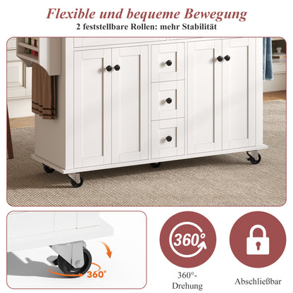 Keukentrolley – Keukenwagen – Serveerwagen – Keukenkast – Opbergkar – Uitschuifbaar Werkblad 120×65 cm – 5 Lades & 2 Kastjes