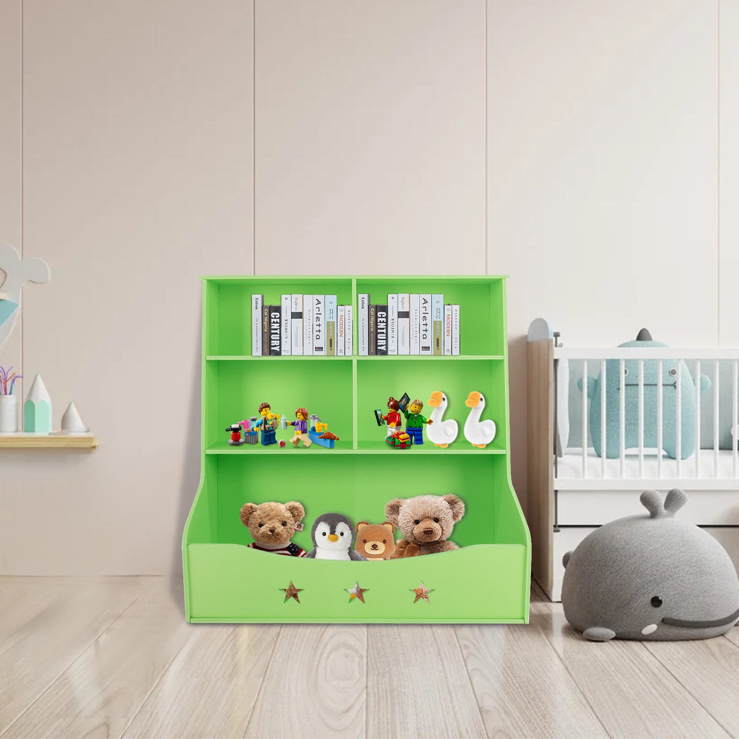 Boekenkast 3 Laags – Boekrek – Opbergkast – Plankenkast – Kastje – Lichtgroen – Grote Opbergruimte – Stevig Plastic