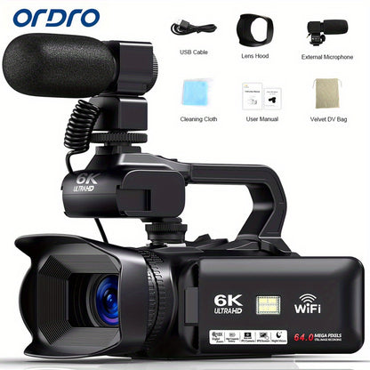 Vlogcamera – Compactcamera – Videocamera – Fotocamera – Vlogging Camera – 6K Ultra HD Video – Nachtzicht & 18x Digitale Zoom – 64MP – Touchscreen – Wifi – Inclusief Microfoon & Afstandsbediening – Zwart