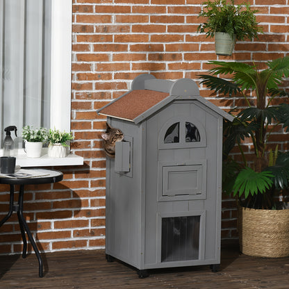 Kattenhuis – Kattenmand – Kattenhok – Kattenkast – Kattenbed – Duurzaam Bamboe – Compact Ontwerp 59x55x109 cm – Modern Grijs – Multifunctioneel Indoor Kattenmeubel