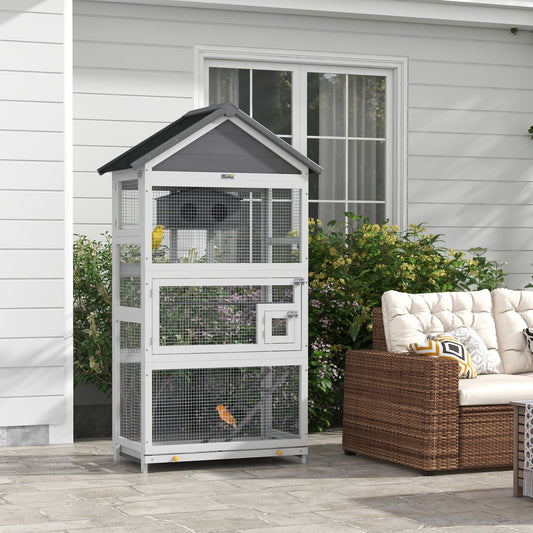 Vogelkooi – Papegaaienkooi – Parkietenkooi – Vogelvolière – Vogelhuis – Ruim 92x52x171 cm – Waterdicht Asfalt Dak