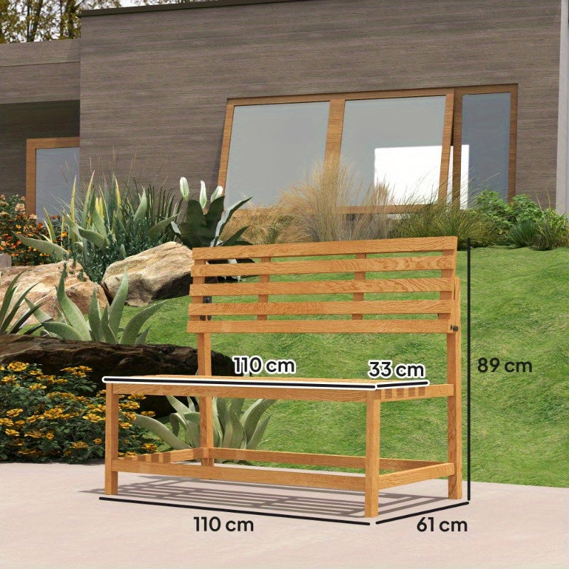 Tuinbank – Buitenbank – Zitbank – Balkonbank – 2-Zits – Verstelbare Rugleuning – Weerbestendig Metaal – 240 kg Draagvermogen – Modern Bruin Design – Inclusief Zitkussen