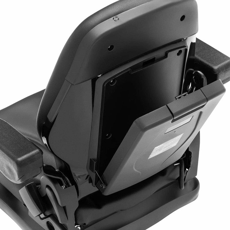 Verstelbare Tractorstoel – Tractorstoel Met Armleuningen – Grasmaaierstoel – Heftruckstoel – Werkstoel – Waterafstotende PVC Bekleding – 50 mm Vering – Veiligheidsgordel – 42x47 cm Zitting