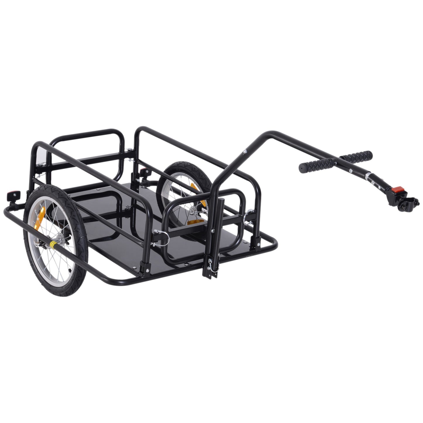 Fietsaanhanger – Bike Trailer – Transportkar – Fietswagen – Bolderkar – Opvouwbaar – Stalen Frame – Universele Trekstang – Zwart – Max. 40 kg laadvermogen