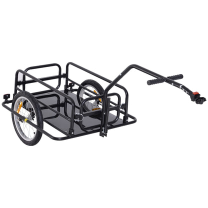 Fietsaanhanger – Bike Trailer – Transportkar – Fietswagen – Bolderkar – Opvouwbaar – Stalen Frame – Universele Trekstang – Zwart – Max. 40 kg laadvermogen