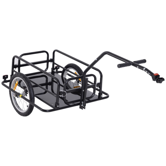 Fietsaanhanger – Bike Trailer – Transportkar – Fietswagen – Bolderkar – Opvouwbaar – Stalen Frame – Universele Trekstang – Zwart – Max. 40 kg laadvermogen