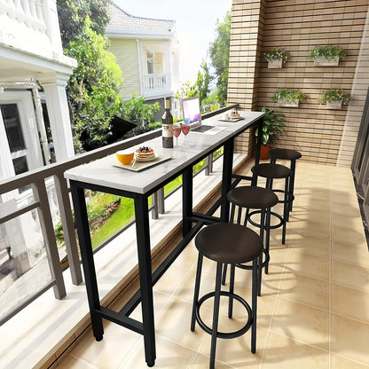 Bartafel – Statafel – Keukentafel – Bistrotafel – Barmeubel – Wit Sintersteen Blad – Zwart Metalen Onderstel – 120x40x105 cm – Duurzaam & Krasbestendig