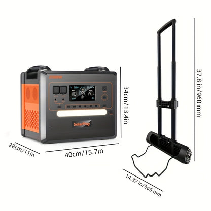 Powerstation – Draagbare Generator – Mobiele Stroomvoorziening – Noodstroom – Outdoor Accu – 2500W Vermogen – Snelle Oplaadtijd 1,5 Uur – Inklapbare Handwagen Met Wielen