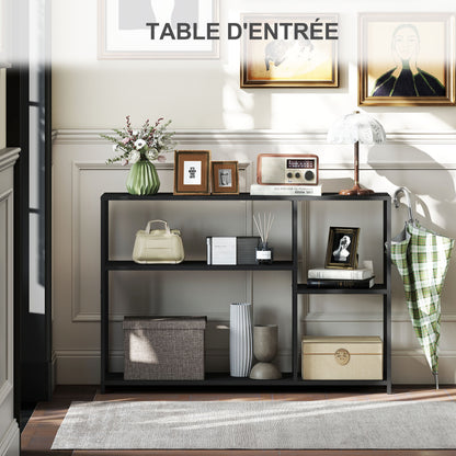 Sidetable – Consoletafel – Bijzettafel – Halmeubel – Dressoir – Industrieel Design – Stalen Frame – 110x30x75 cm – Zwart – Anti-Kantel – Extra Opbergruimte