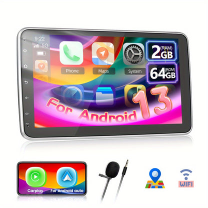 Autoradio – Android Car Radio – 1 DIN Radio – Auto Multimedia Speler – GPS Navigatie – 10,1 Inch Draaibaar Touchscreen – Inclusief Achteruitrijcamera