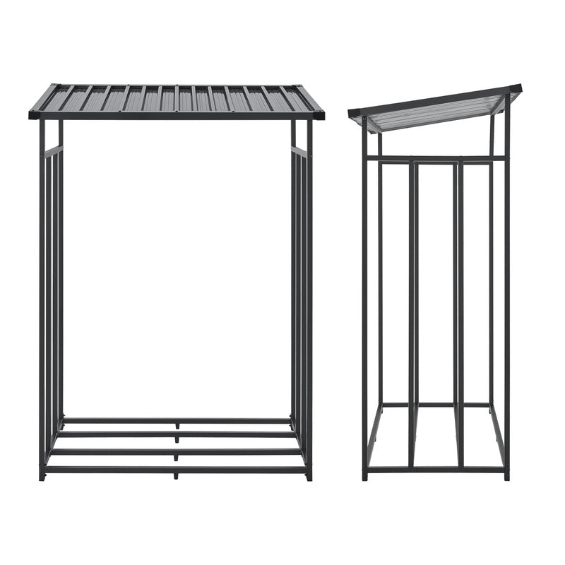 Houtopslag Buiten – Houtrek Buiten – Brandhoutopslag – Houtberging – Open Haard Houtdrager – Waterdichte Cover – Gegalvaniseerd Stalen Frame – 185x180x70 cm