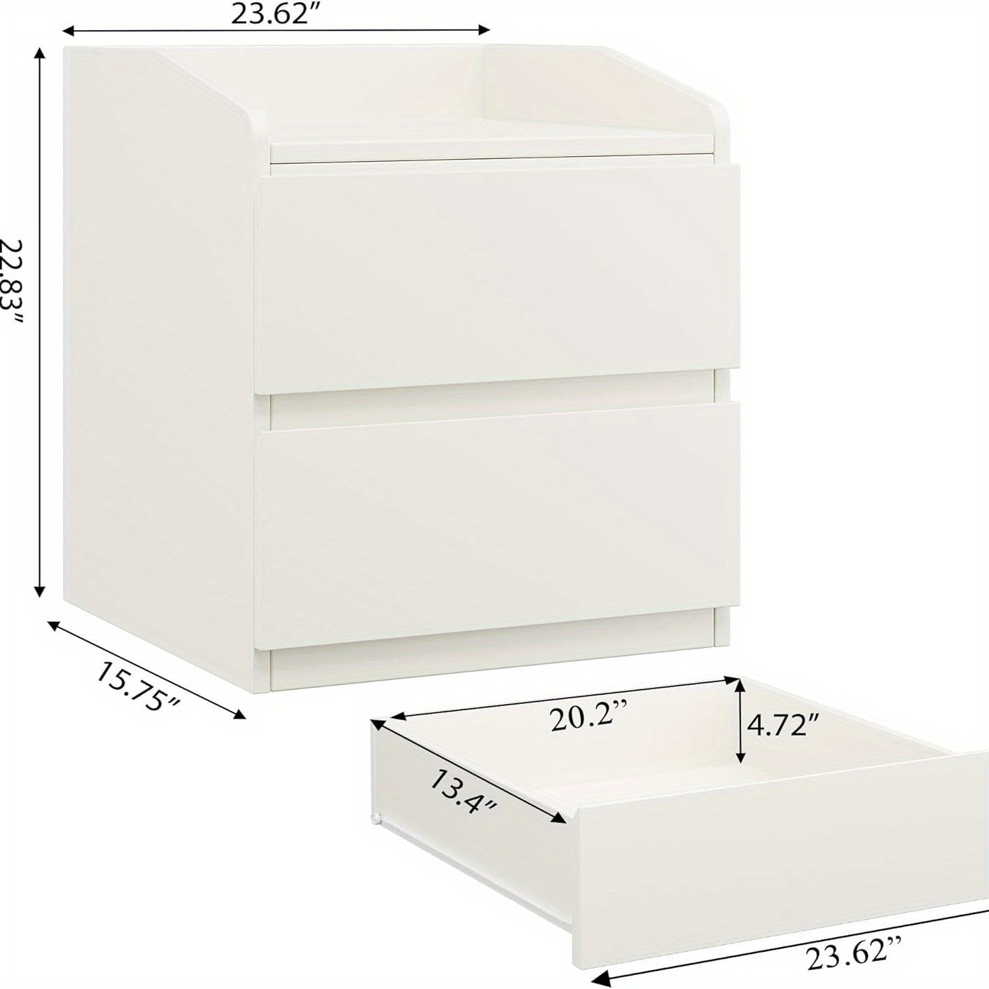 Nachtkastje – Bijzettafel – Ladekast – Opbergkast – Slaapkamerkast – Wit – Modern Design – 2 Lades – MDF Hout – Hoogte 69 cm – Compact & Duurzaam