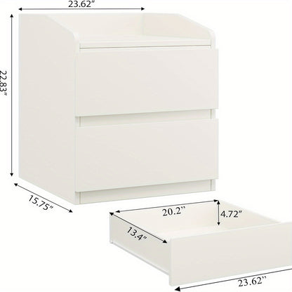 Nachtkastje – Bijzettafel – Ladekast – Opbergkast – Slaapkamerkast – Wit – Modern Design – 2 Lades – MDF Hout – Hoogte 69 cm – Compact & Duurzaam