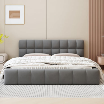 Tweepersoonsbed – Gestoffeerd Bed – Slaapbank – Ledikant – Bedframe – 140x200 cm – Linnen Bekleding – Stevige Lattenbodem