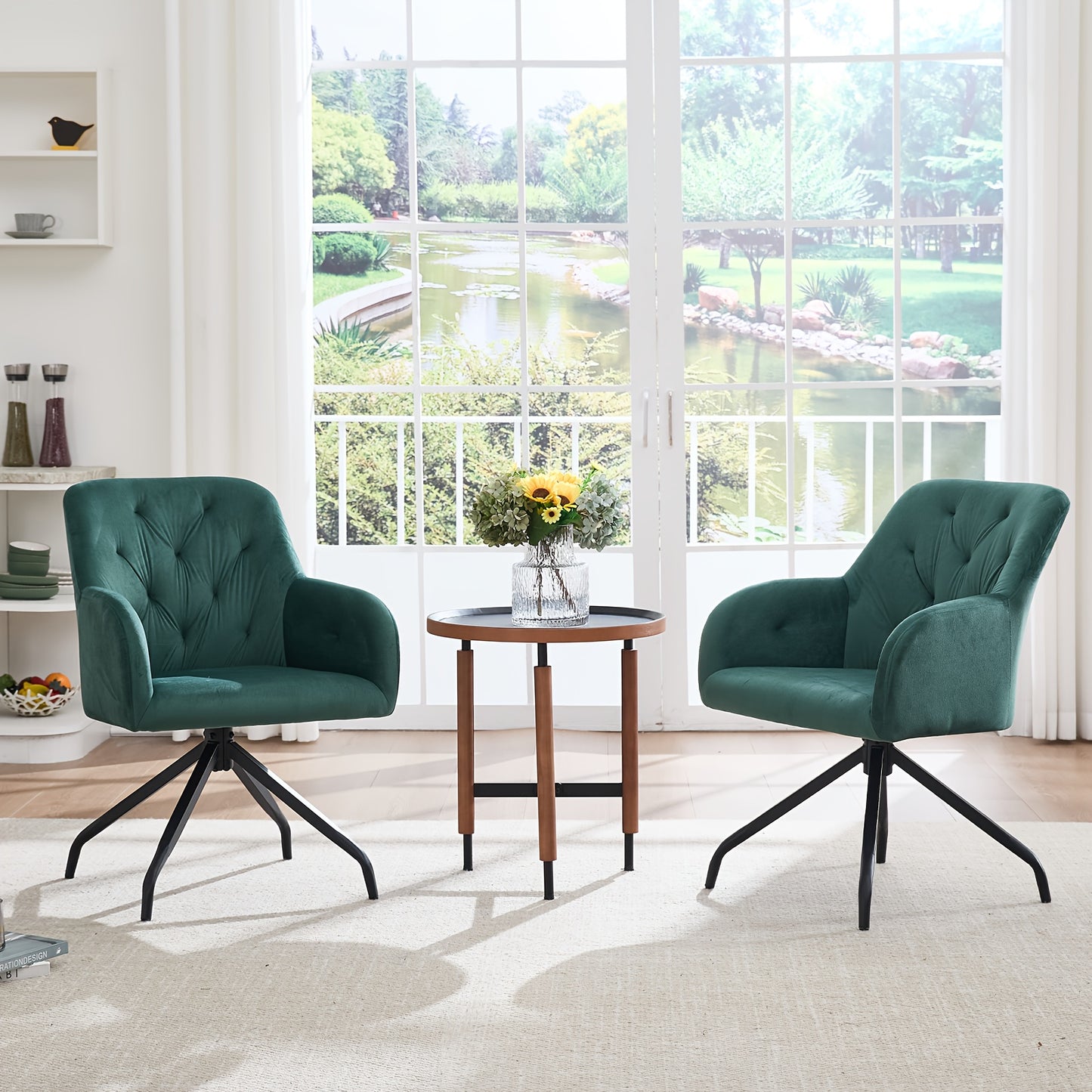 Eetkamerstoelen – Draaistoelen – Armstoelen – Velzet Stoelen – Bureaustoelen – Olijfgroen – 360 Graden Draaibaar – Memory Foam Zitting