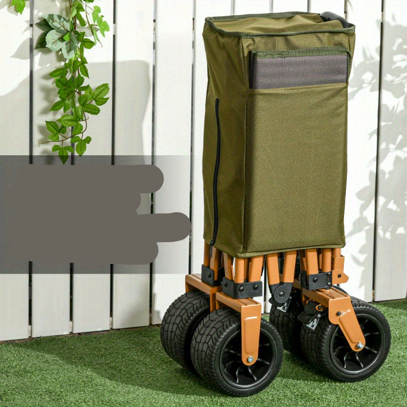 Bollerwagen – Bolderkar – Transportkar – Strandkar – Bolderwagen – Opvouwbaar – Draagvermogen 120 kg – Met Opvouwbaar Tafelblad – Groen - QUORE