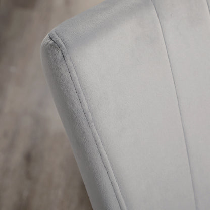 Eetkamerstoel – Stoel – Kuipstoel – Keukenstoel – Accentstoel – Fluwelen Velvet Bekleding – Metaal Frame – Set Van 4 – Lichtgrijs