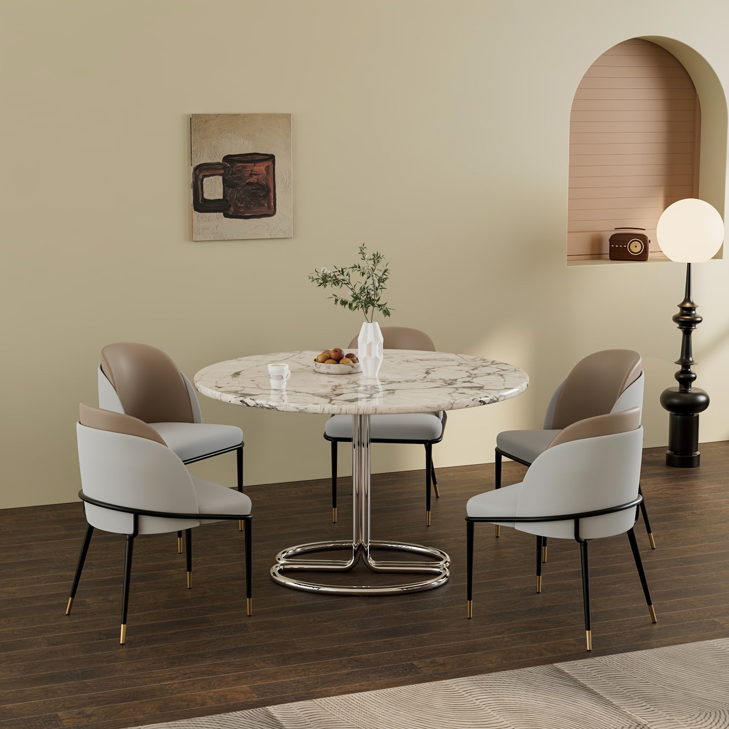 Eetkamerstoel – Stoel – Dinersstoel – Zithoekstoel – Armless Chair – Adembenemend Kunstleer – Hoogwaardig Schuim – Stevig Metalen Frame – Onderhoudsvriendelijk – Grijs