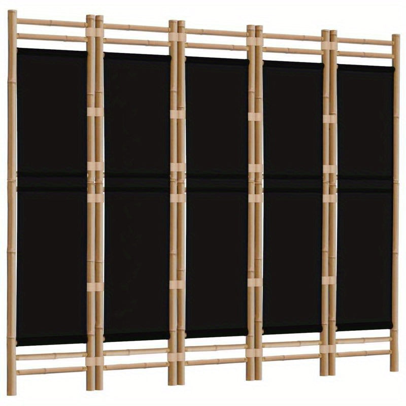 Kamerscherm 5-panelen inklapbaar 200cm bamboe en canvas, Office Partition, Privacy Screen, Minimalist Decor, Stylish Partition, Canvas Panel, Folding Screen, Portable Partition, Apartment Dwellers
