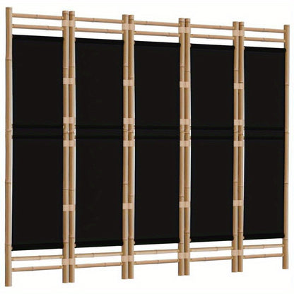 Kamerscherm 5-panelen inklapbaar 200cm bamboe en canvas, Office Partition, Privacy Screen, Minimalist Decor, Stylish Partition, Canvas Panel, Folding Screen, Portable Partition, Apartment Dwellers