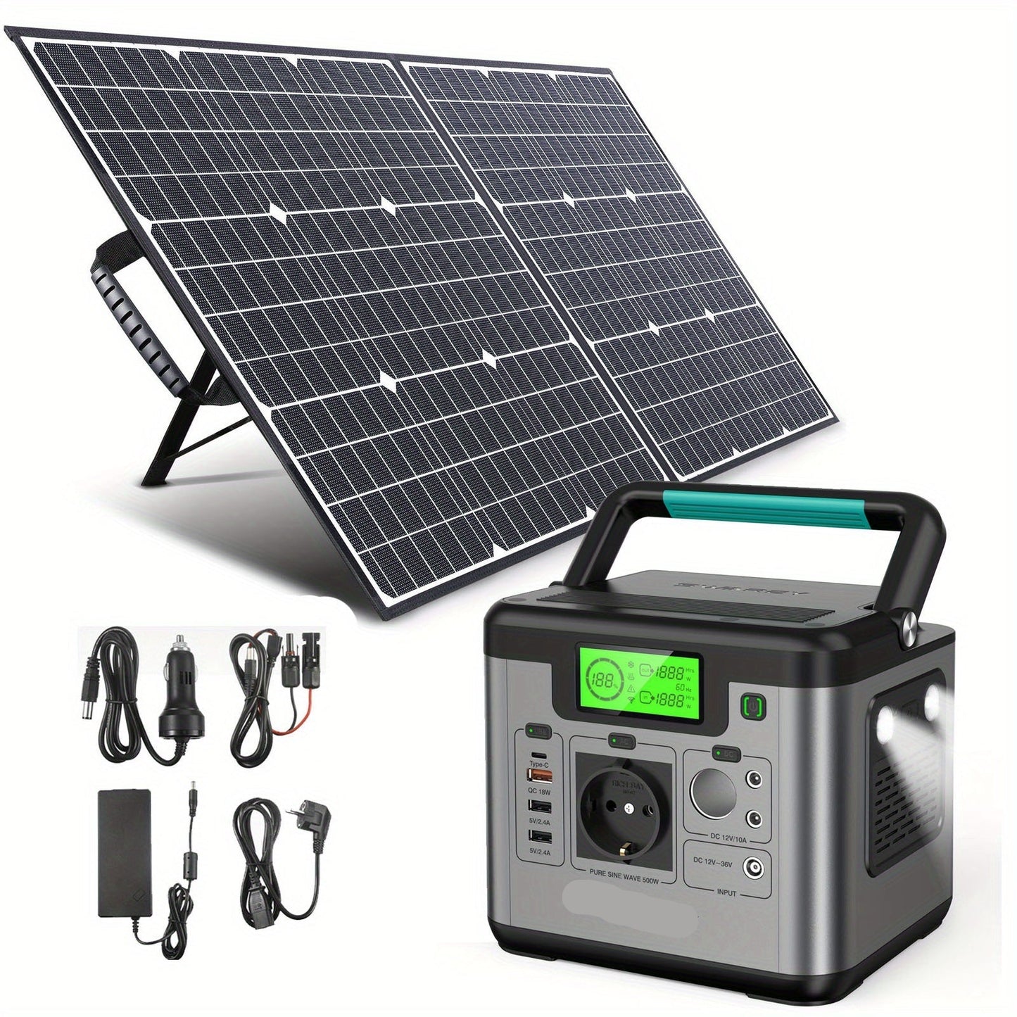 Draagbare Powerstation – Mobiele Accu – Noodstroomvoorziening – Camping Accu – 518Wh Batterij – 500W Sinusgolf Uitgang
