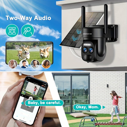 Bewakingscamera – Beveiligingscamera – Buitencamera – Camerabewaking – Draadloze camera – 1440p HD Dual Lens – Zonnepaneel en PTZ bediening