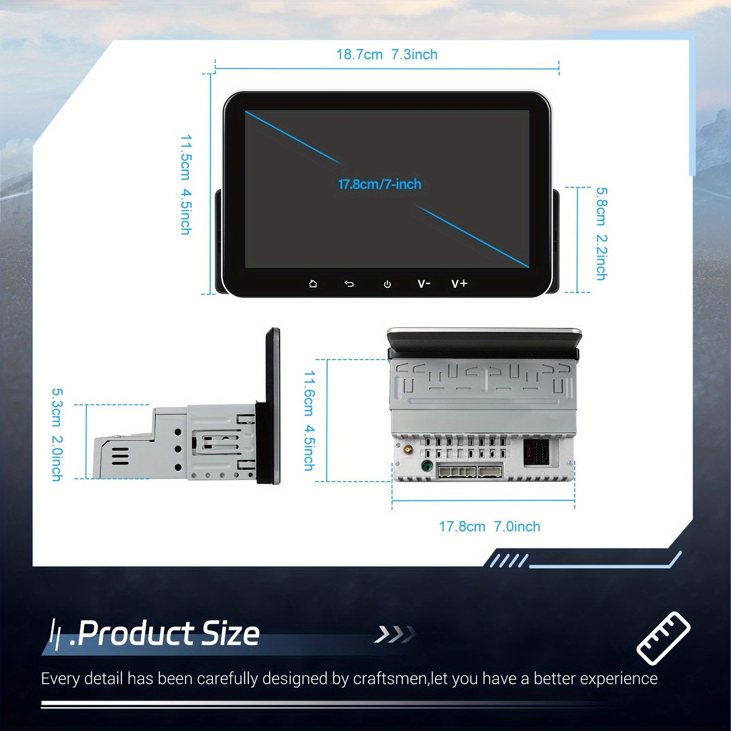 1 DIN Android Autoradio – Auto Multimedia Systeem – Inbouw Radio – Car Stereo – Navigatie Systeem – 7” HD IPS Touchscreen – Draadloze Connectiviteit & Achteruitrijcamera Ondersteuning