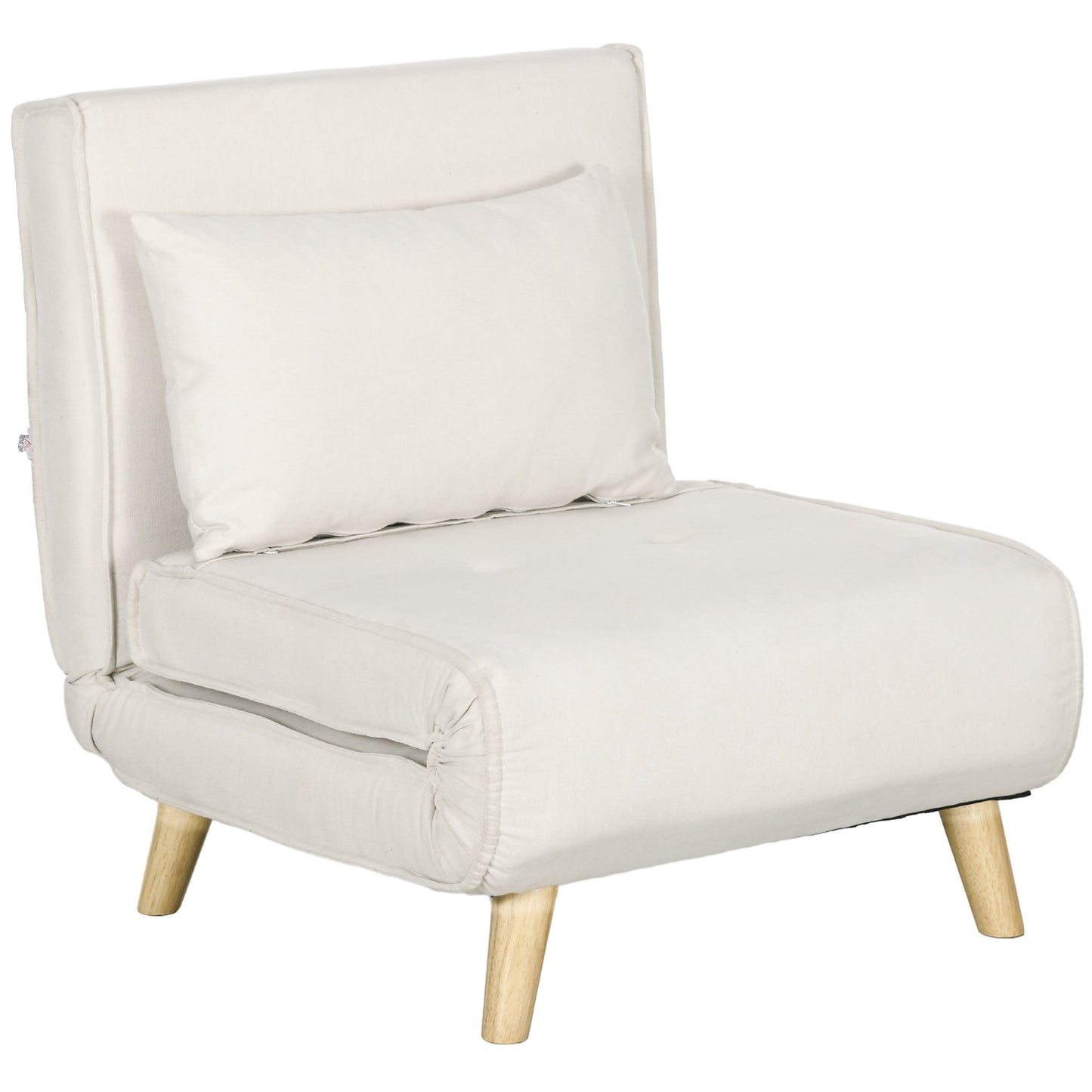 Relaxstoel – Fauteuil – Lounge Stoel – Verstelbare Stoel – Cream Kleur – 6-voudig Verstelbare Rugleuning – Onderhoudsvriendelijke Linnen-Look