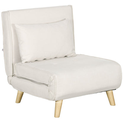 Relaxstoel – Fauteuil – Lounge Stoel – Verstelbare Stoel – Cream Kleur – 6-voudig Verstelbare Rugleuning – Onderhoudsvriendelijke Linnen-Look